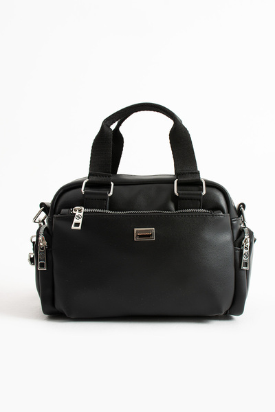 Sanmorris Дамска чанта с много отделения, регулируема през рамо, черна матова...