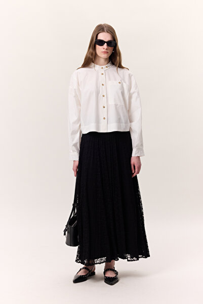 Manuka Lace Pleated Skirt Black