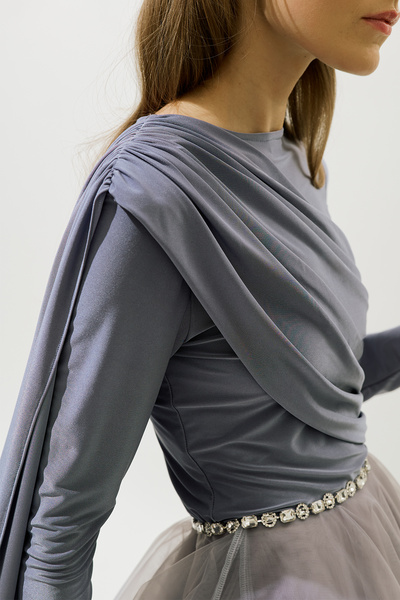 Manuka Bluz Purple with Cape Detail