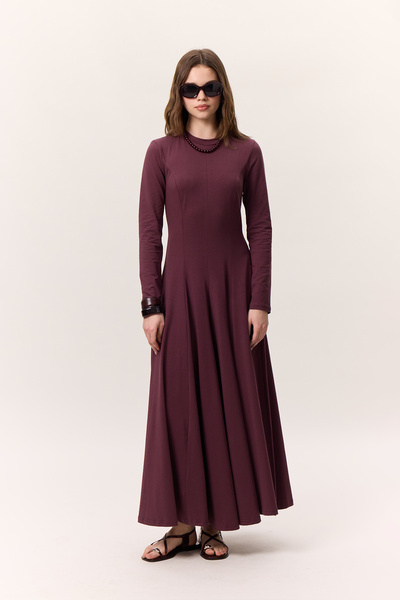 Manuka Burgundy Belt Dress Long Sleeve