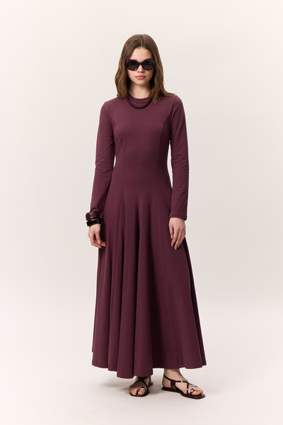Manuka Burgundy Belt Dress Long Sleeve