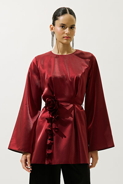 Manuka Hana Organza Bluz Bordo