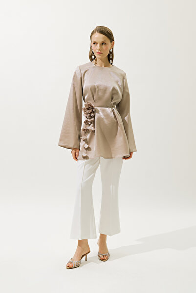 Manuka Hana Organza Bluz Mink