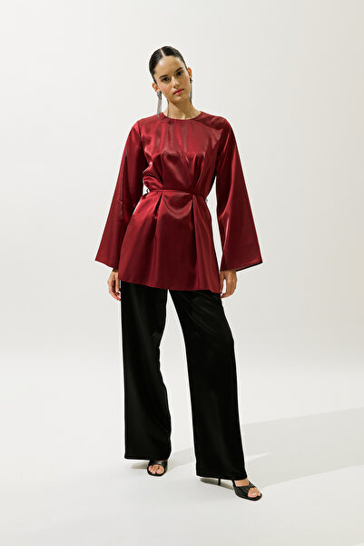 Manuka Hana Organza Bluz Bordo