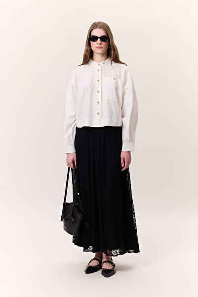 Manuka Lace Pleated Skirt Black