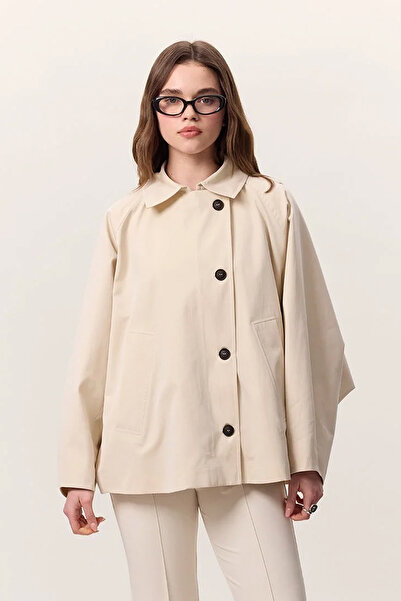 Manuka PELERİN KOL KISA TRENÇKOT TEREYAĞI