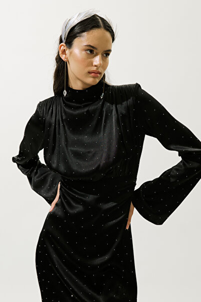 Manuka MILA TAŞLI ABİYE ELBİSE SİYAH