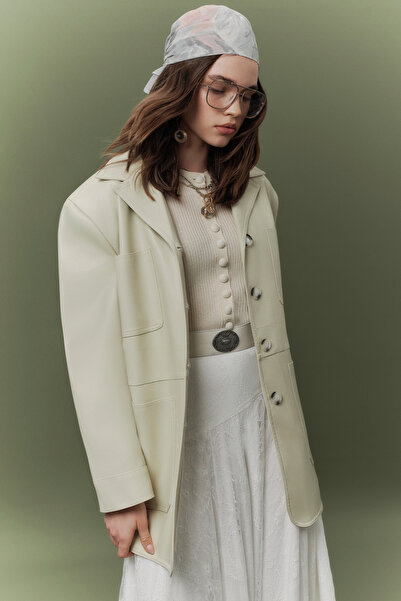 Manuka Retro Leather Jacket - Çağla