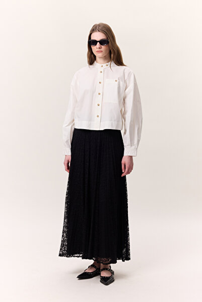 Manuka Lace Pleated Skirt Black