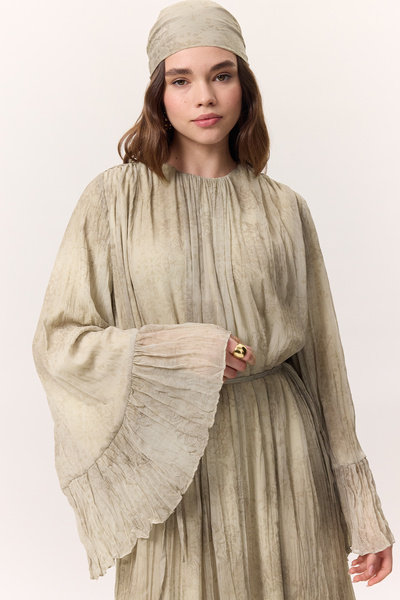 Manuka Patterned Crushli Folded Dress Ruby