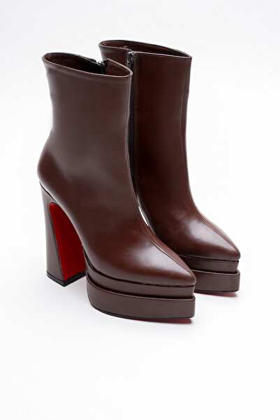 Ayakkabı Ateşi Γυναικείες μπότες με ψηλό τακούνι πλατφόρμας Mojo Brown Skin