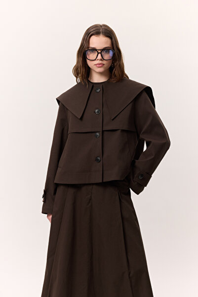 Manuka CEP DETAYLI GENİŞ ETEK KAHVERENGİ