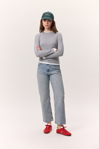 Manuka UZUN KOLLU GARNİLİ BODY GRİ MELANJ