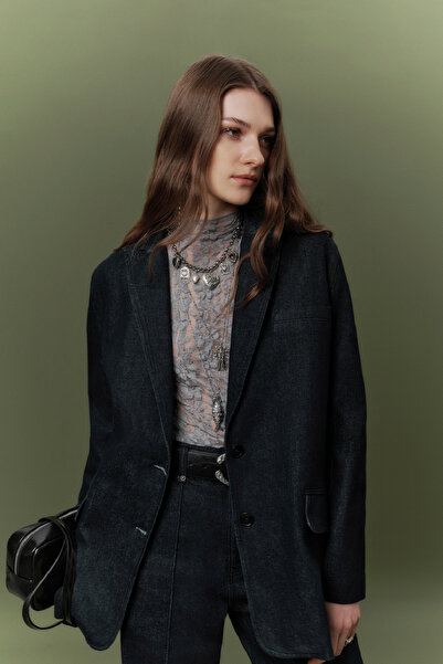 Manuka ДЖИНСОВИЙ КЛАСИЧНИЙ ПІДЖАК-ПІДЖАК ТЕМНО-СИНІЙ