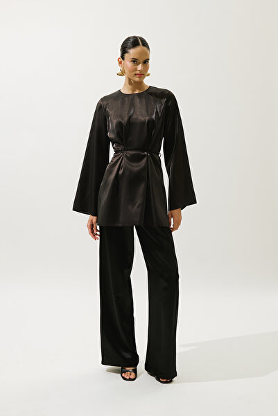 Manuka Hana Organza Bluz Black