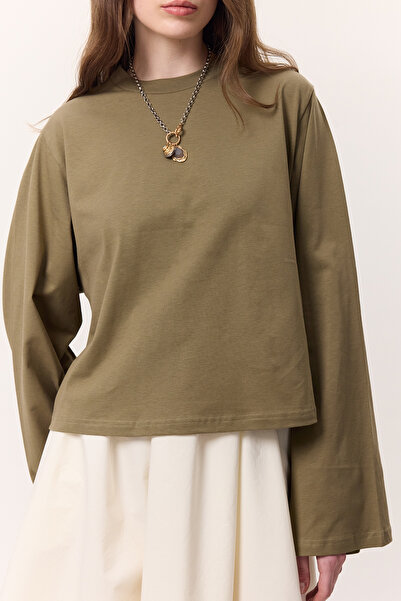 Manuka Long Sleeve Short Tshirt Khaki