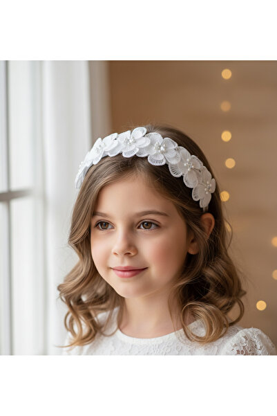 chipiques Coroana margarete din dantela cu perle albe și zirconi