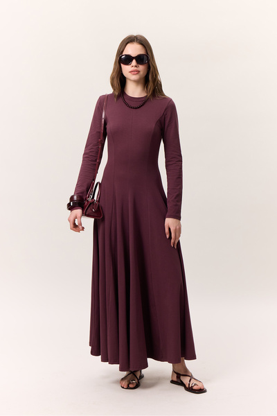Manuka Burgundy Belt Dress Long Sleeve