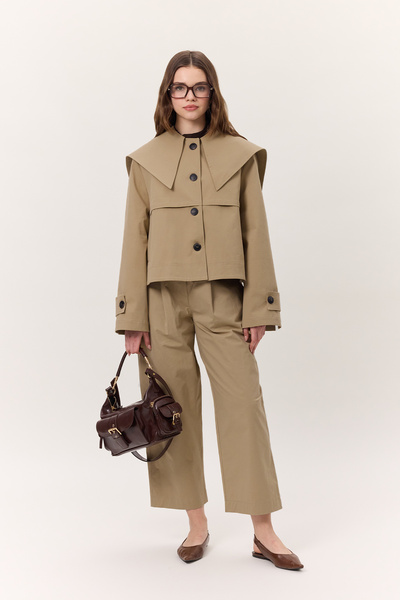 Manuka Wide Collar Gabardine Jacket Belt