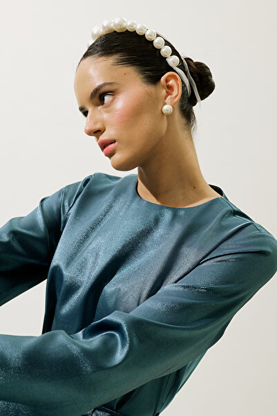 Manuka Hana Organza Bluz Petrol