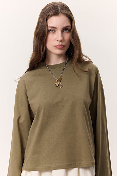 Manuka Long Sleeve Short Tshirt Khaki