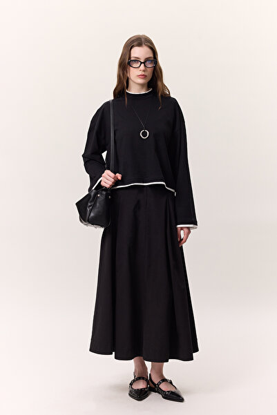 Manuka Wide Skirt with Pocket Detail Black