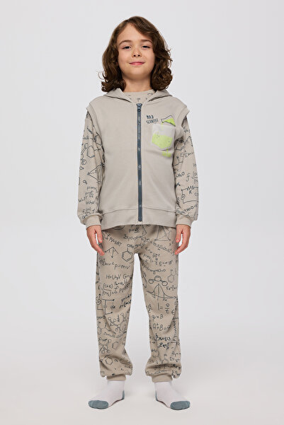 Panço Erkek Çocuk Baskı Detaylı Örme Taş Yelek