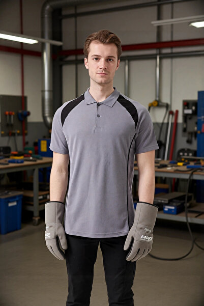 PayBuy Polo Collar T-Shirt Greyred Details Workwear Vancelya Shirt Breathable...