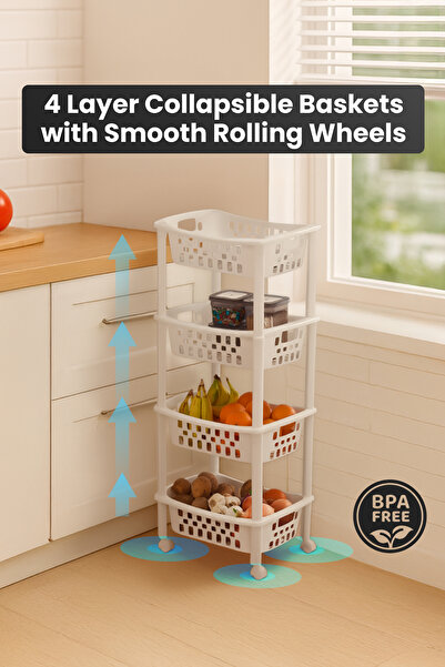 ORGANİZERS 4-Layer Kitchen Slide-Out Storage Rack | BPA Free