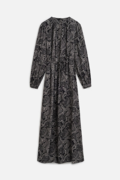 Manuka Vintage Patterned Viscose Dress - Dark