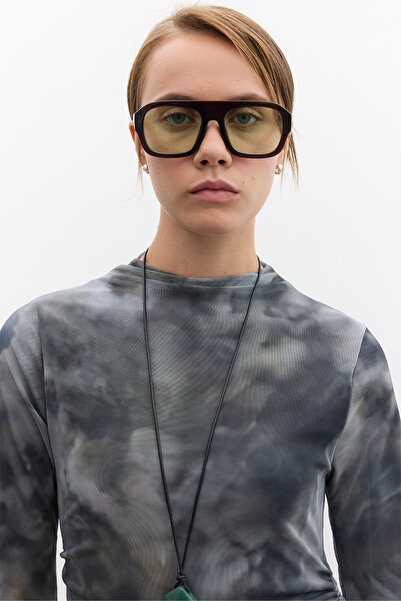 Manuka Zöld nyakkendőfestékkel díszített, széles ujjú tüllruha