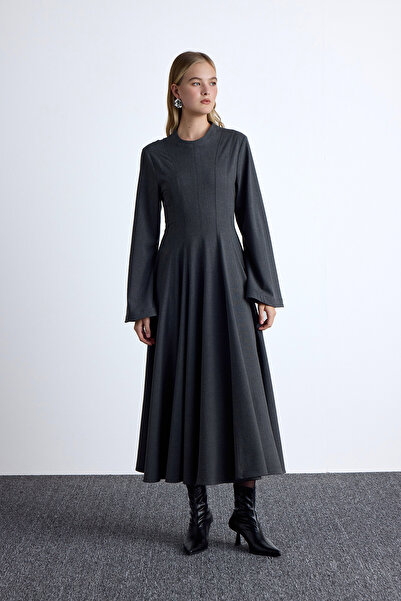 Manuka Anthracite Long Dress - Flounce Fit