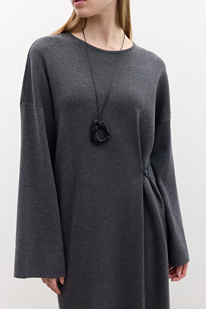 Manuka Anthracite Knitwear Tie Dress