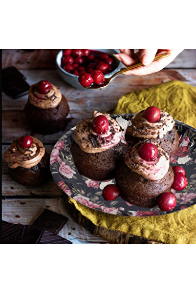 PUFO Colorful Roses metal tray plate for serving dessert, cakes, appetizers, 25 cm