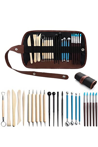 Weather Forecast 24 Parça Seramik Kil Çömlek Heykel Ahşap Modelleme Oyma Seti cin670