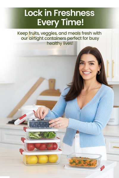 ORGANİZERS 4pcs Stackable Lockable Plastic Food Containers | BPA Free