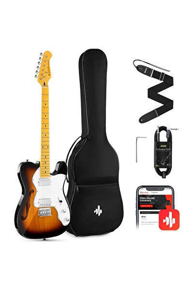 Donner DJC-1000S TL Thinline F Hole Elektro Gitar Paketi (Sunburst)