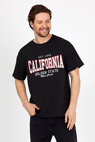 COMBİNE MİCHAİL Unisex Μαύρο μπλουζάκι με λαιμόκοψη Oversize