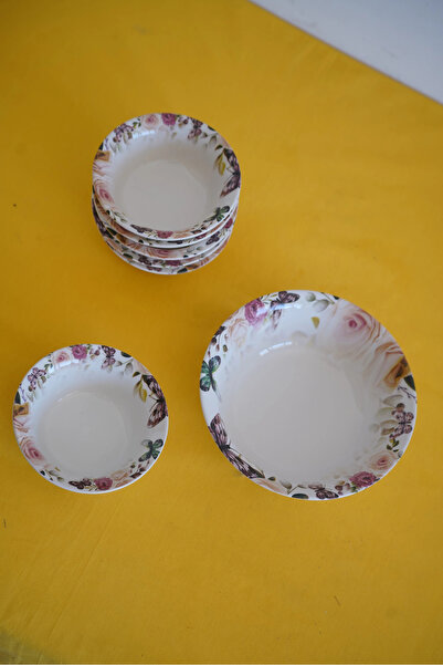 Panayır Home Digital Printed 7-Piece Snack Bowl Set 1 Large 6 Small Bowls