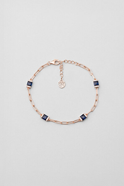 So CHIC... Renkli Taşlı 18 Ayar Rose Altın Kaplama Gümüş 19 Cm Bileklik