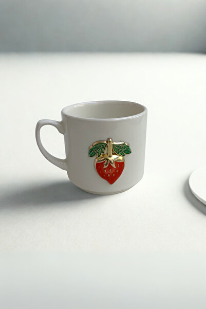 Home Metal Altın Çilek Kabartmalı Tekli Kupa Mug