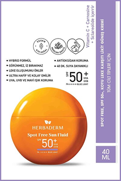 Herbaderm Likit Güneş Kremi, 50+ SPF Koyu Leke Karşıtı 40 ml