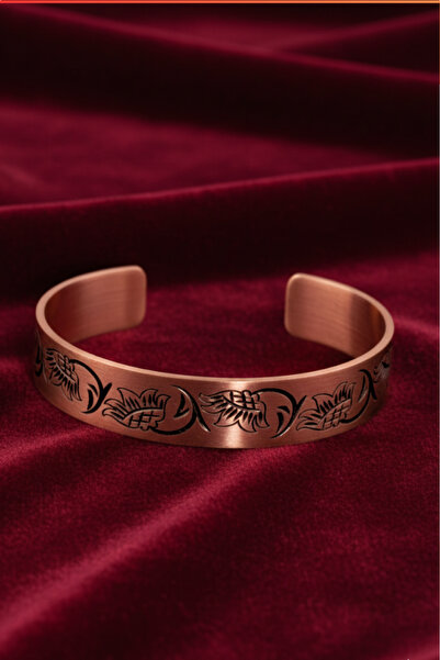 Otto Man Steel Jewelry Çiçek Model Kadın Bakır Bileklik Kelepçe Bilezik Şık T...