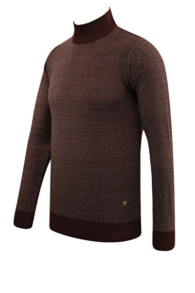 Çizgi Triko Men's Half Fisherman Sweater Patterned Steel Knitting Classic Mold