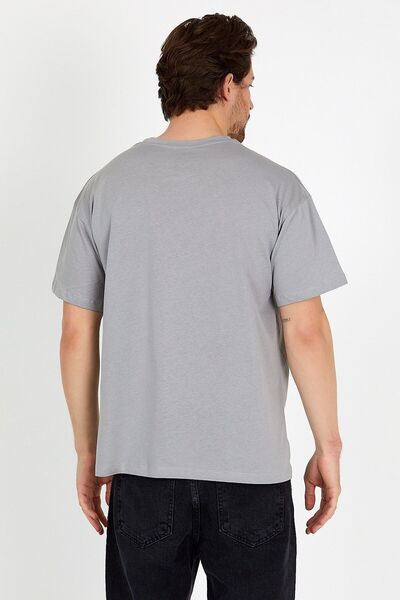 COMBİNE MİCHAİL Μπλουζάκι Unisex Grey Printed Crew Neck Oversize