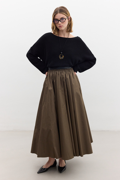 Manuka Wide Cut Leather Skirt