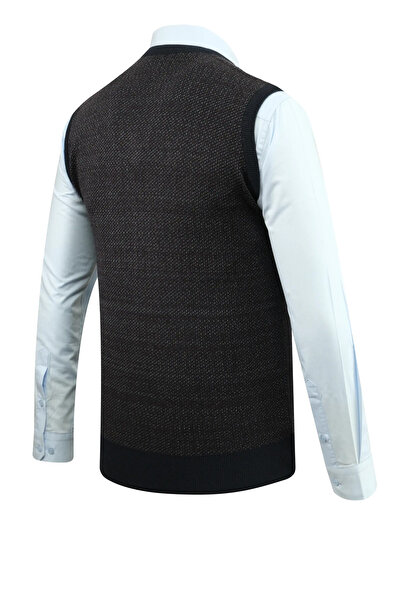 Çizgi Triko Чоловічий светр з V-подібним вирізом, візерунком і регулярним кроєм - 5206H