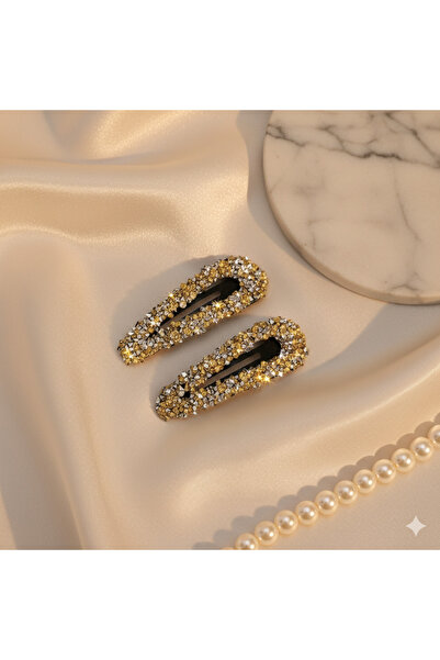 AHENK AKSESUAR Gold Taşlı Işıltılı Ikili Çıtçıt Toka