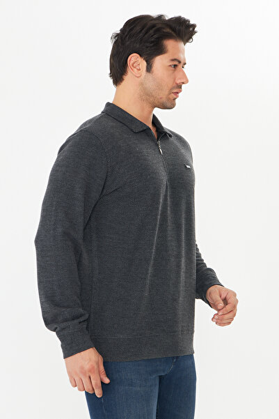 TRENDHİLL Ανδρικό φούτερ 5237-S από ύφασμα Θεσσαλονίκης με γιακά με μισό φερμουάρ