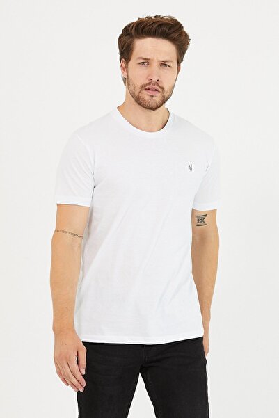 COMBİNE MİCHAİL Men's 2 Pack Crew Neck White T-Shirt